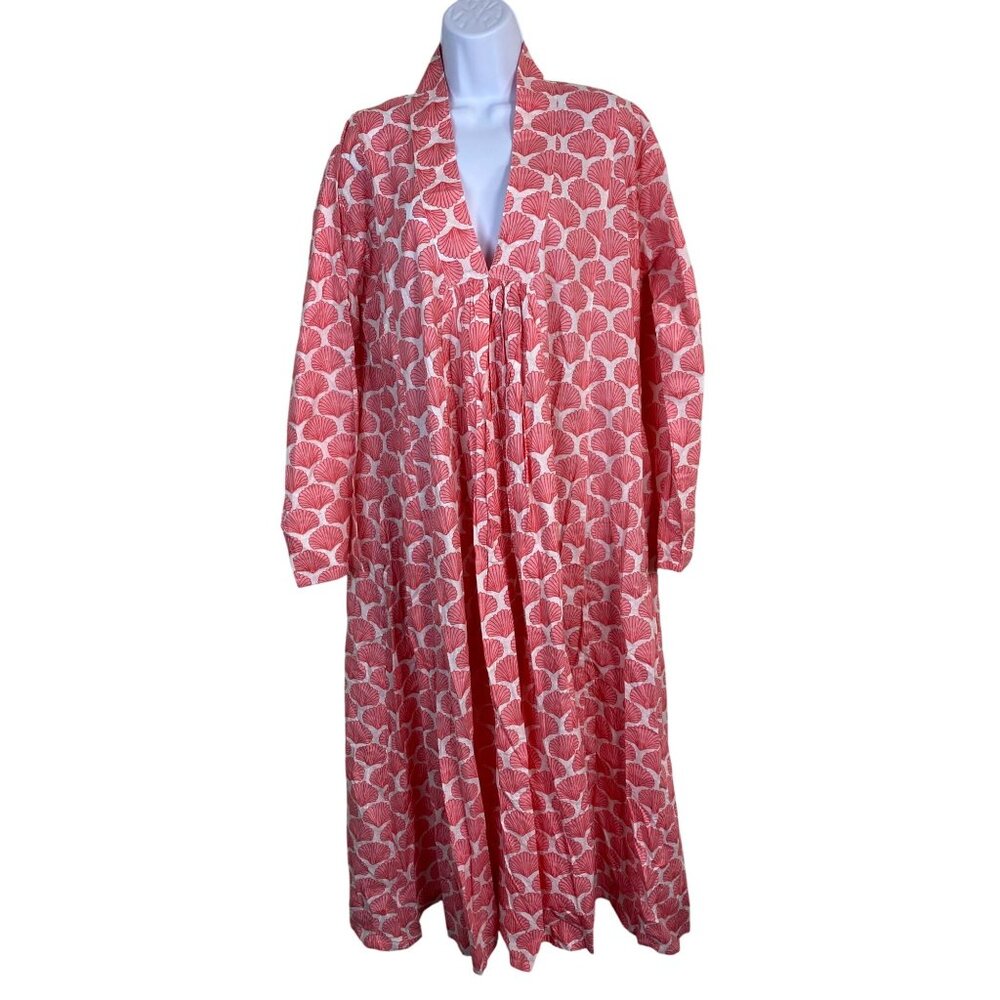 NEW Aurobelle Pink Shell Midi Dress Womens Large /XL Novelty Coastal vacation
